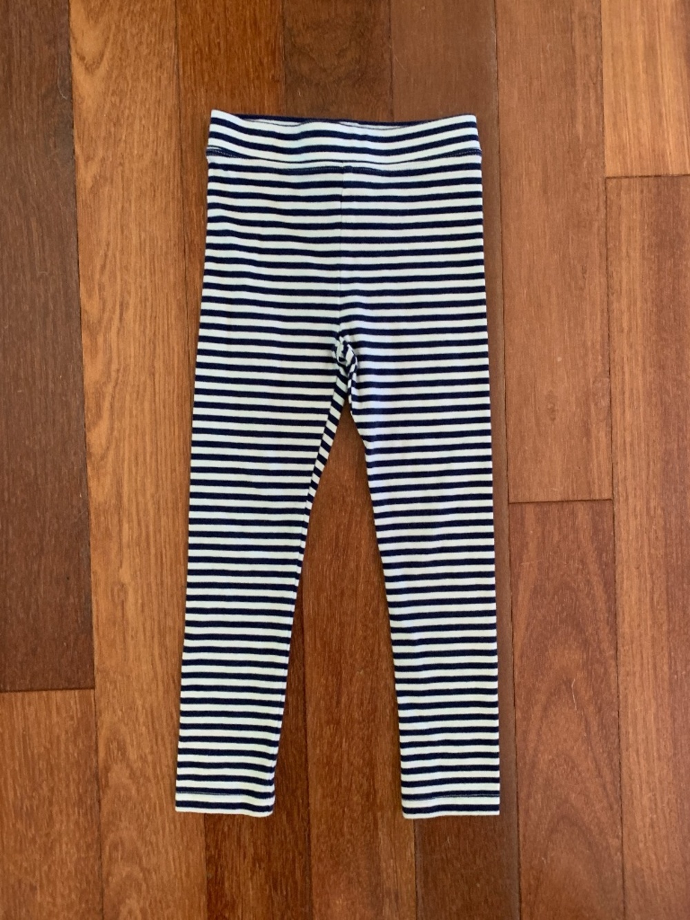 Girls Navy Blue White Striped Crewcuts Leggings 5